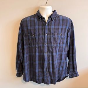 Outdoor Life M Blue Plaid Flannel Long Sleeve Button Down Shirt